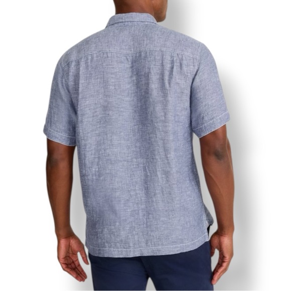 4/$20 Tommy Bahama Paradise Breezer Linen Short-Sleeve Shirt in Island Navy - Picture 3 of 6